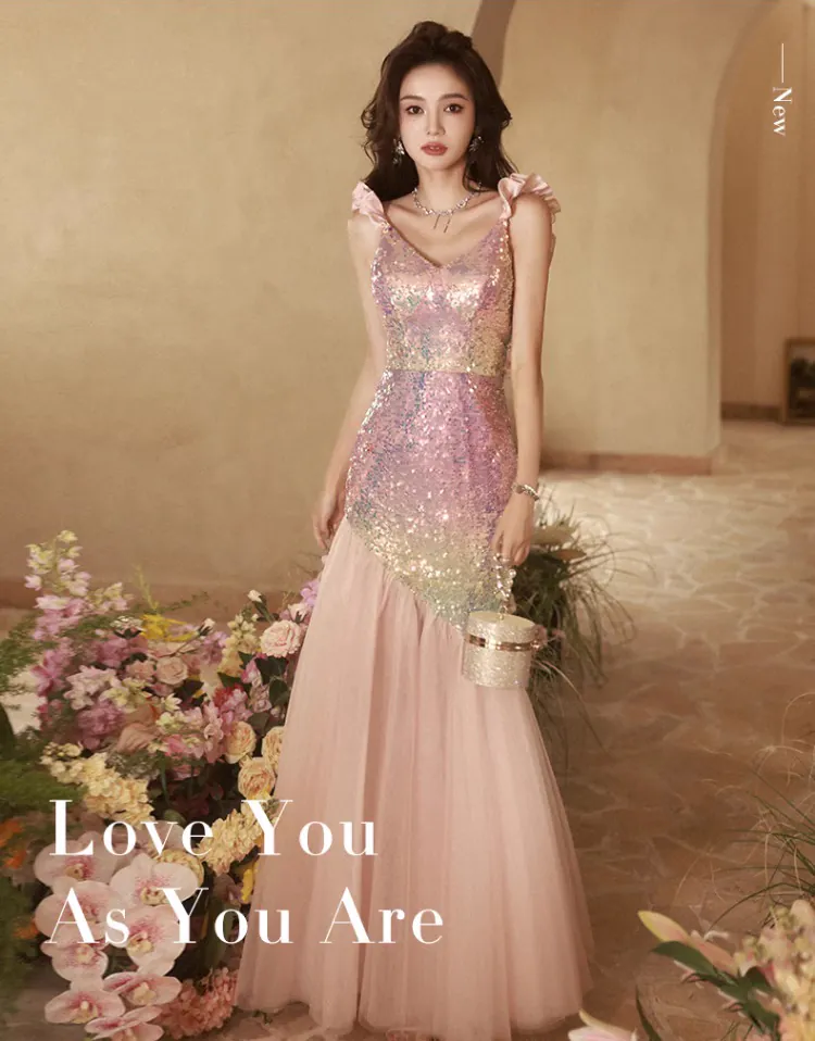 Luxury-Pink-Sequins-Fishtail-Celebrity-Party-Evening-Slip-Dress-Formal-Gown06