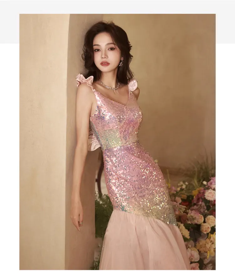 Luxury-Pink-Sequins-Fishtail-Celebrity-Party-Evening-Slip-Dress-Formal-Gown07