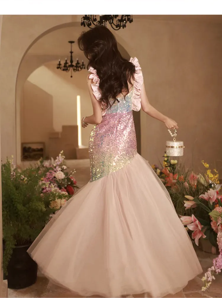 Luxury-Pink-Sequins-Fishtail-Celebrity-Party-Evening-Slip-Dress-Formal-Gown16