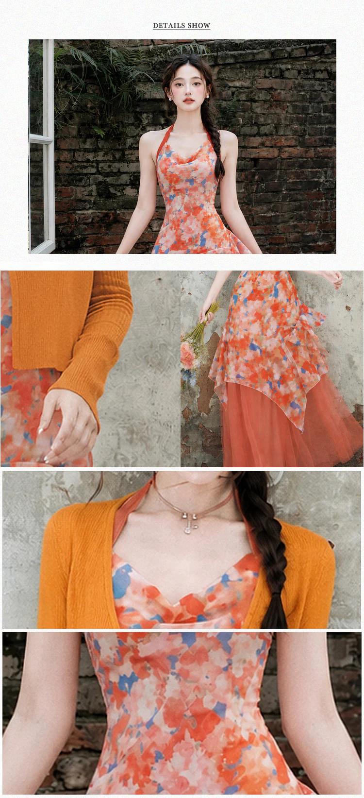 Orange-Watercolor-Print-Tulle-Layered-Slip-Dress-with-Cropped-Cardigan-Set08