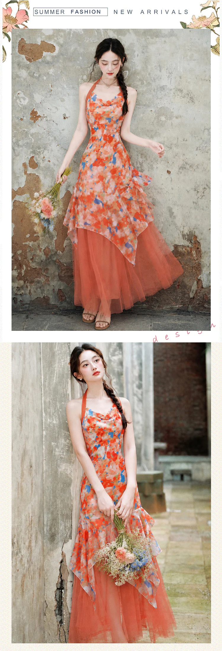 Orange-Watercolor-Print-Tulle-Layered-Slip-Dress-with-Cropped-Cardigan-Set11