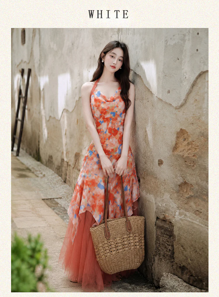 Orange-Watercolor-Print-Tulle-Layered-Slip-Dress-with-Cropped-Cardigan-Set12