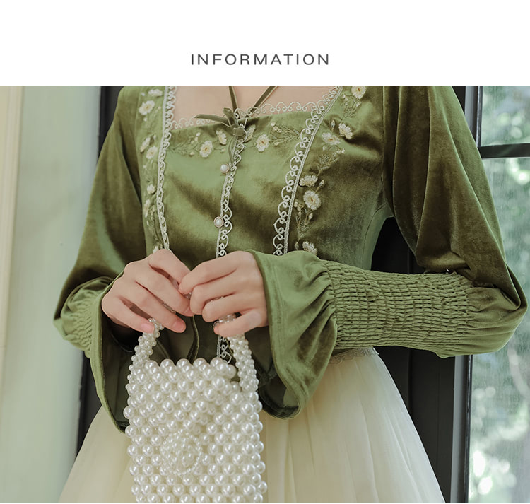 Retro-Olive-Green-Velvet-Long-Sleeve-Embroidery-Casual-Dress