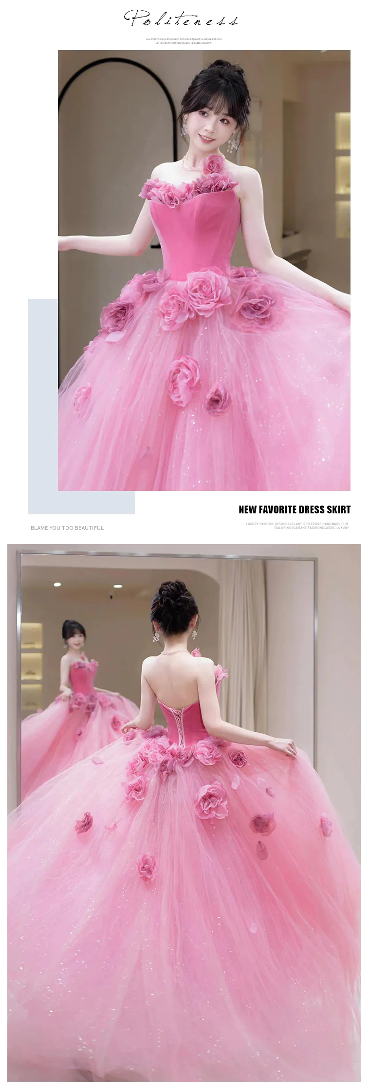 Romantic-Blush-Pink-3D-Rose-Floral-Princess-Tulle-Evening-Gala-Party-Gown13