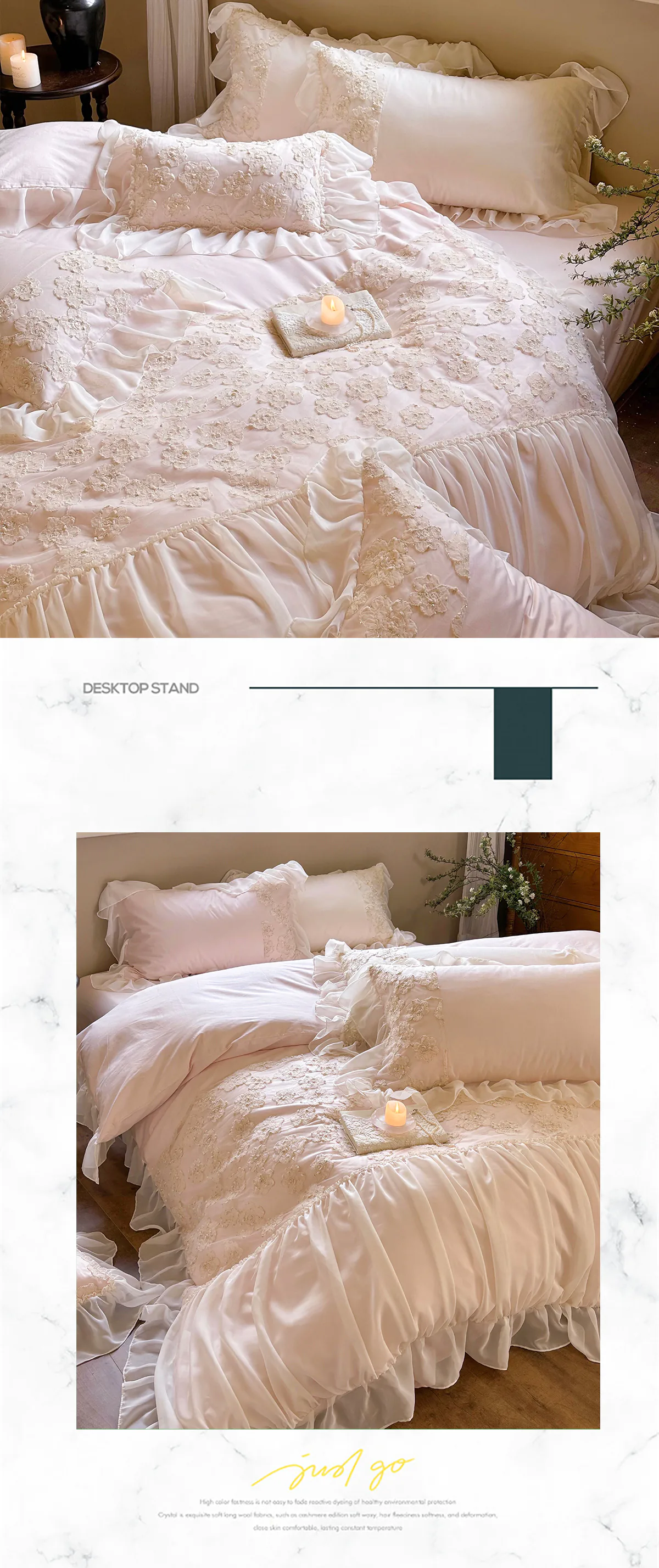 Romantic-Platinum-Cotton-3D-Flower-Ruffle-Chiffon-Lace-Bedding-Set13