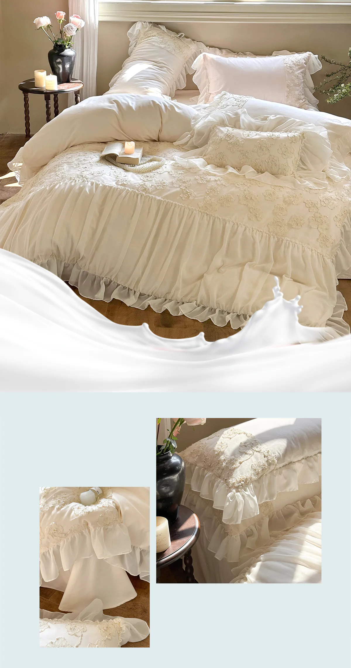 Romantic-Platinum-Cotton-3D-Flower-Ruffle-Chiffon-Lace-Bedding-Set17