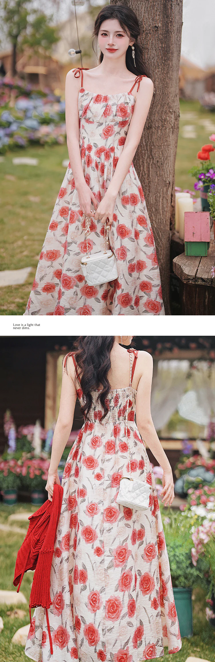 Romantic-Red-Floral-Print-Slip-Dress-Knitted-Cropped-Cardigan-Outfit-Set15
