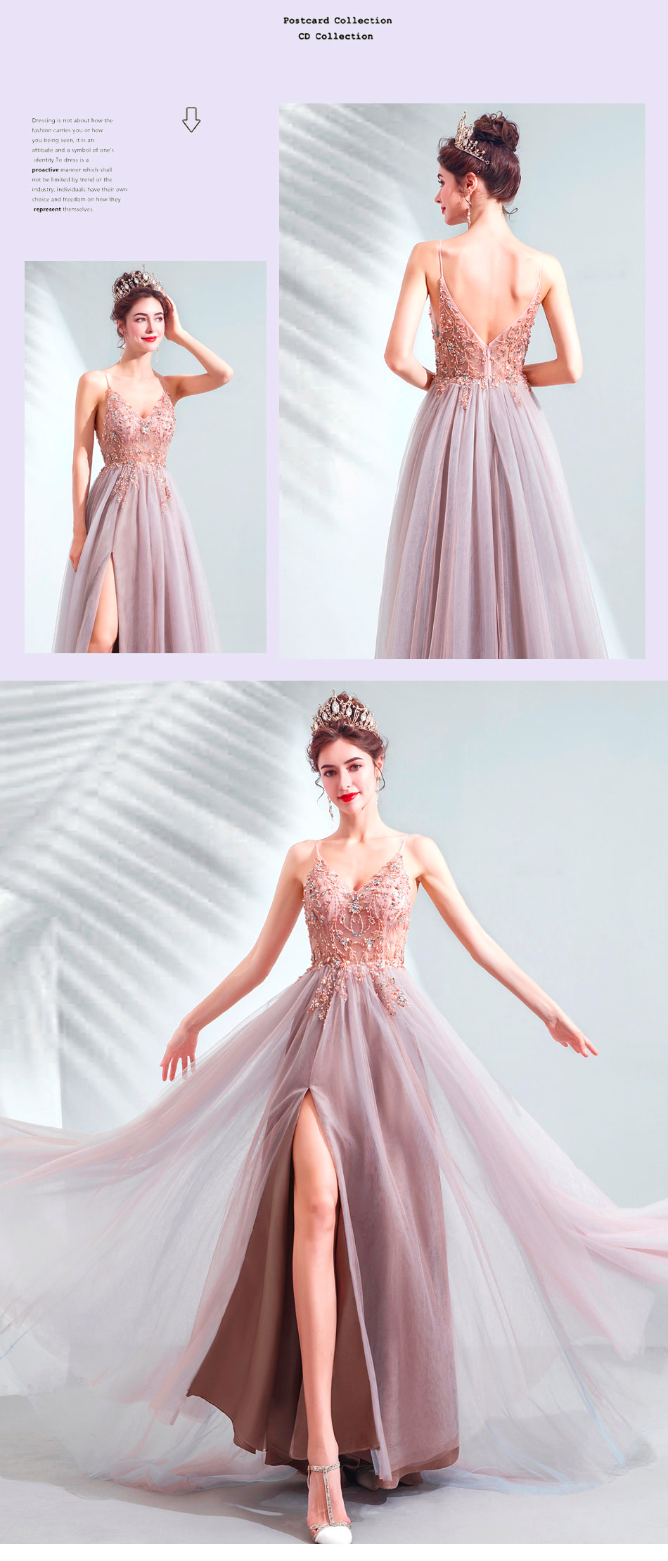 Sexy and Elegant V neck Pink Evening Wedding Prom Dress12