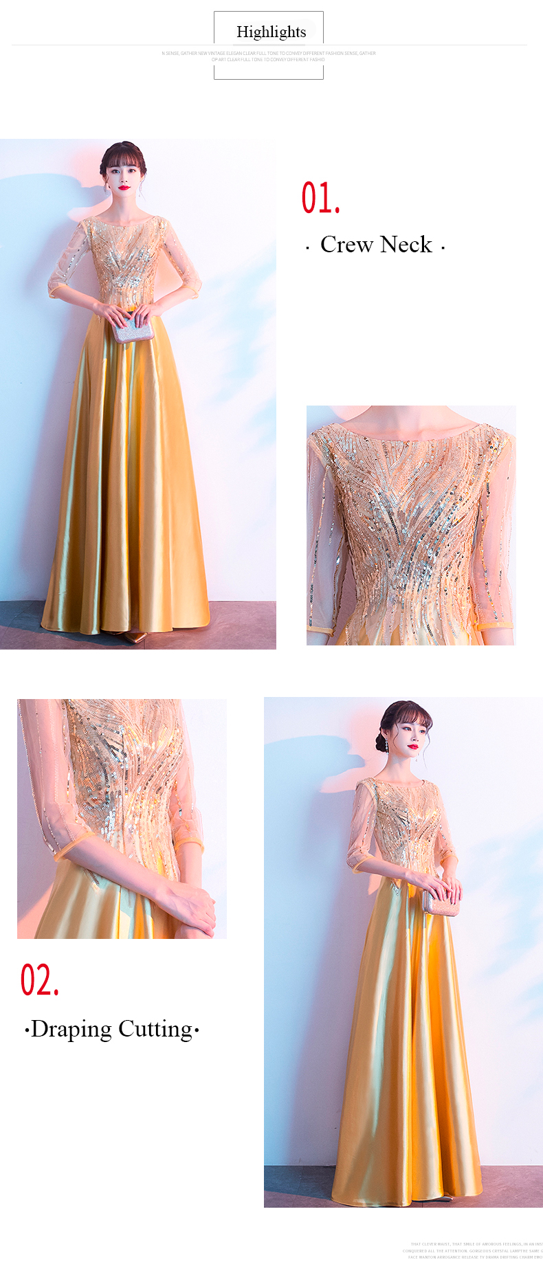 Simple Gold Evening Formal Prom Party Gown13