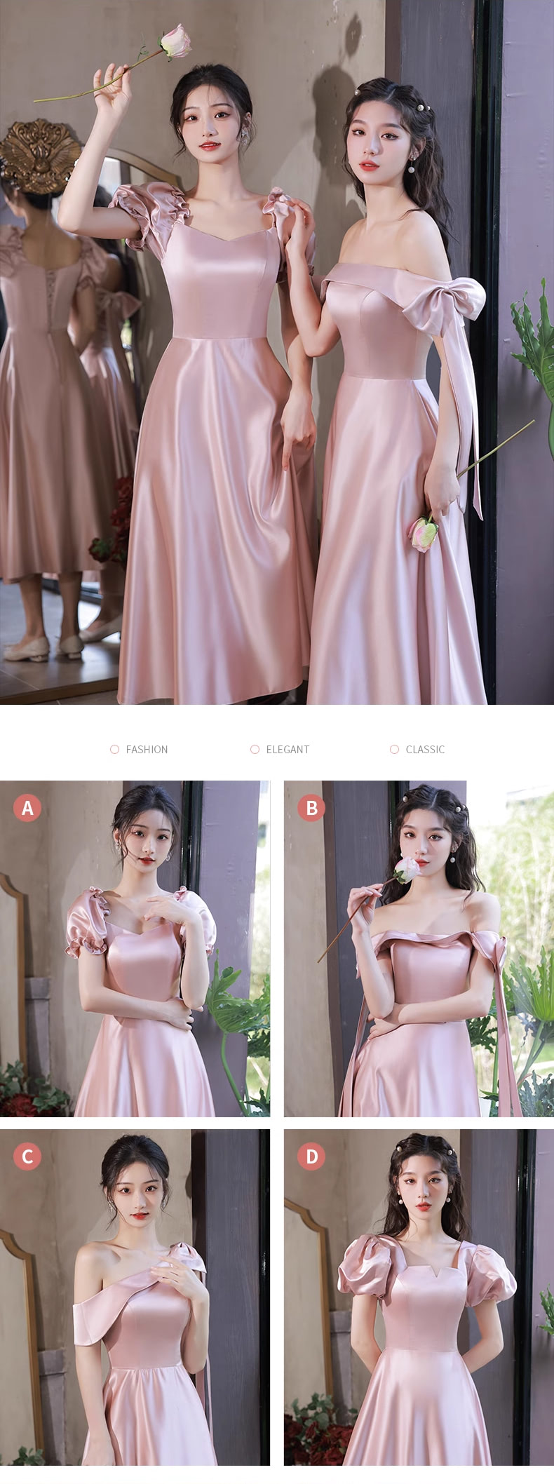 Simple-Pink-Satin-Bridesmaid-Midi-Dress-Homecoming-Graduation-Attire12
