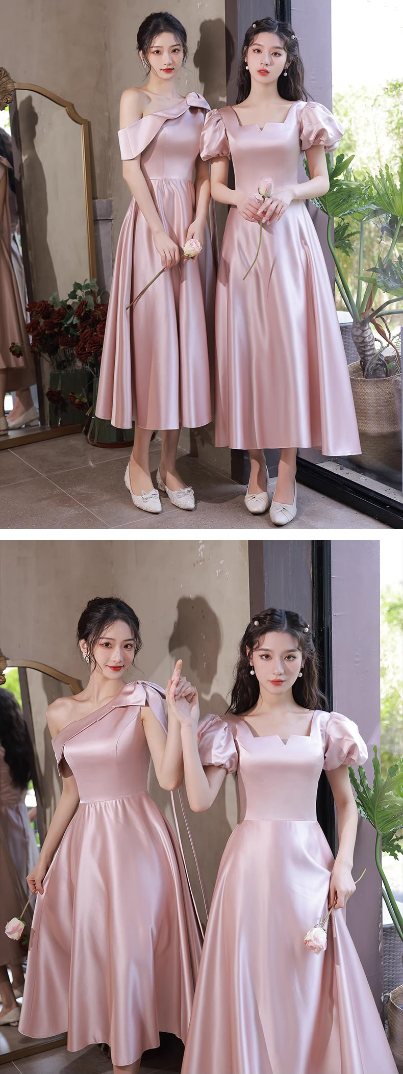 Simple-Pink-Satin-Bridesmaid-Midi-Dress-Homecoming-Graduation-Attire13