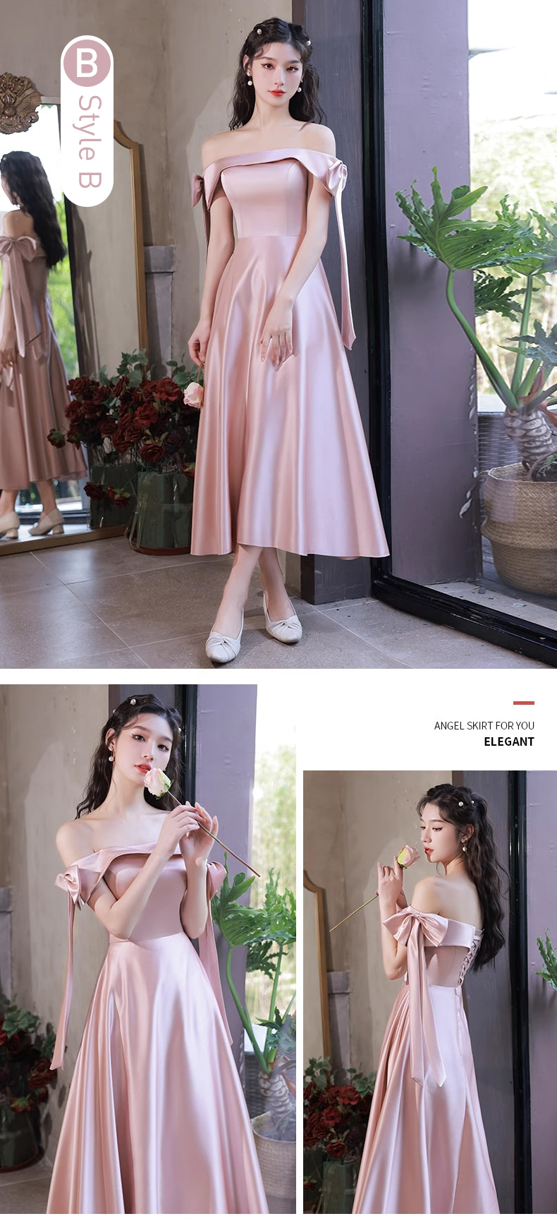 Simple-Pink-Satin-Bridesmaid-Midi-Dress-Homecoming-Graduation-Attire17