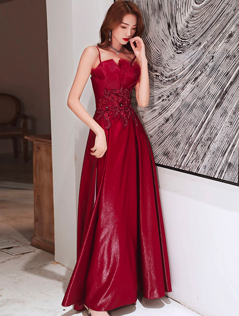 Simple Sleeveless Burgundy Slip Evening Gown Party Dress04