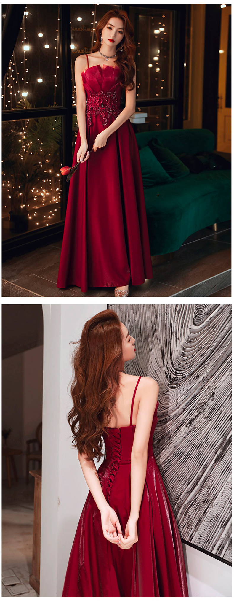 Simple Sleeveless Burgundy Slip Evening Gown Party Dress13