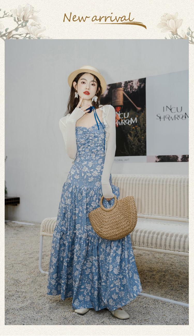 Sweet-Blue-Floral-Print-Slip-Dress-Cardigan-2-Piece-Casual-Outfits06