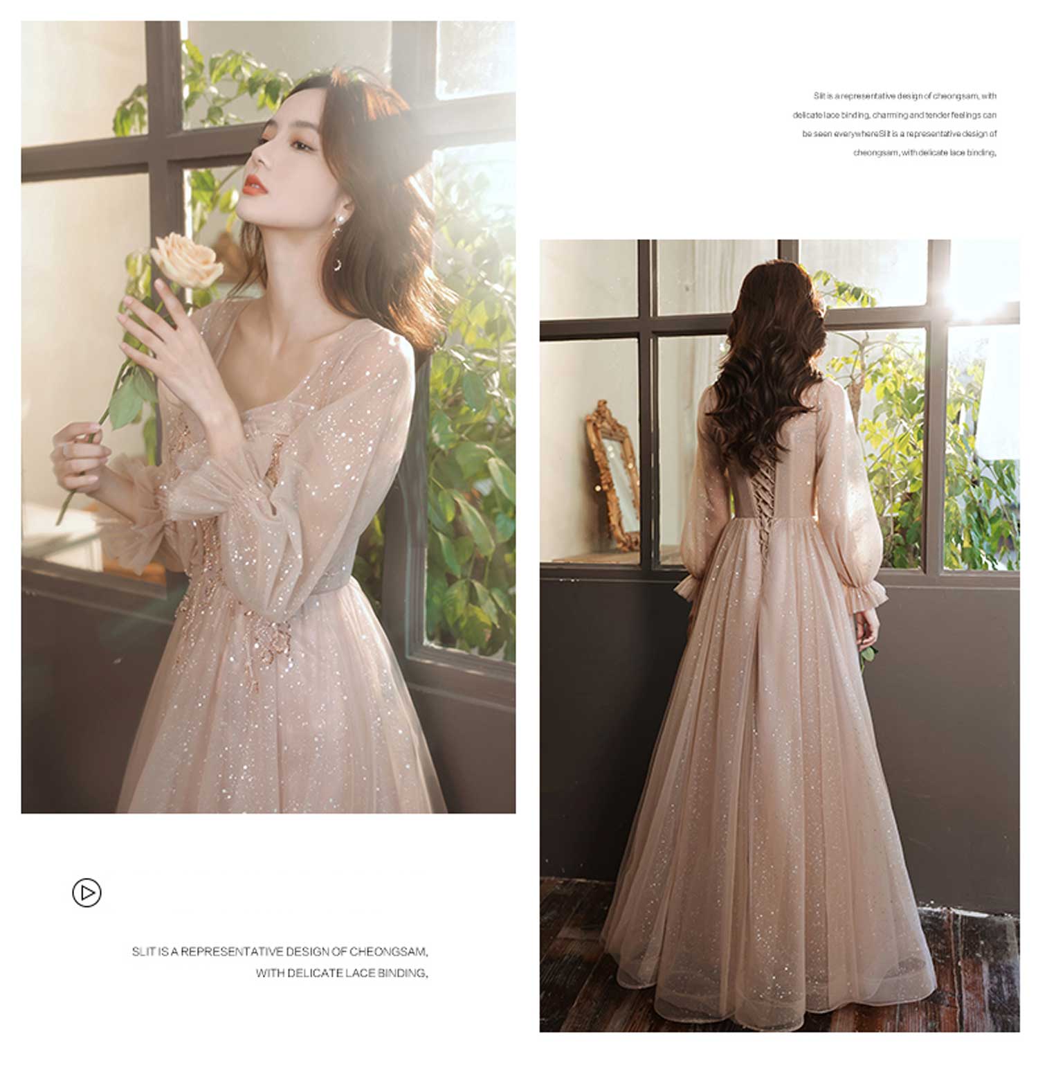 Sweet-Champagne-Ruffle-Long-Tulle-Sleeve-Prom-Party-Maxi-Dress11