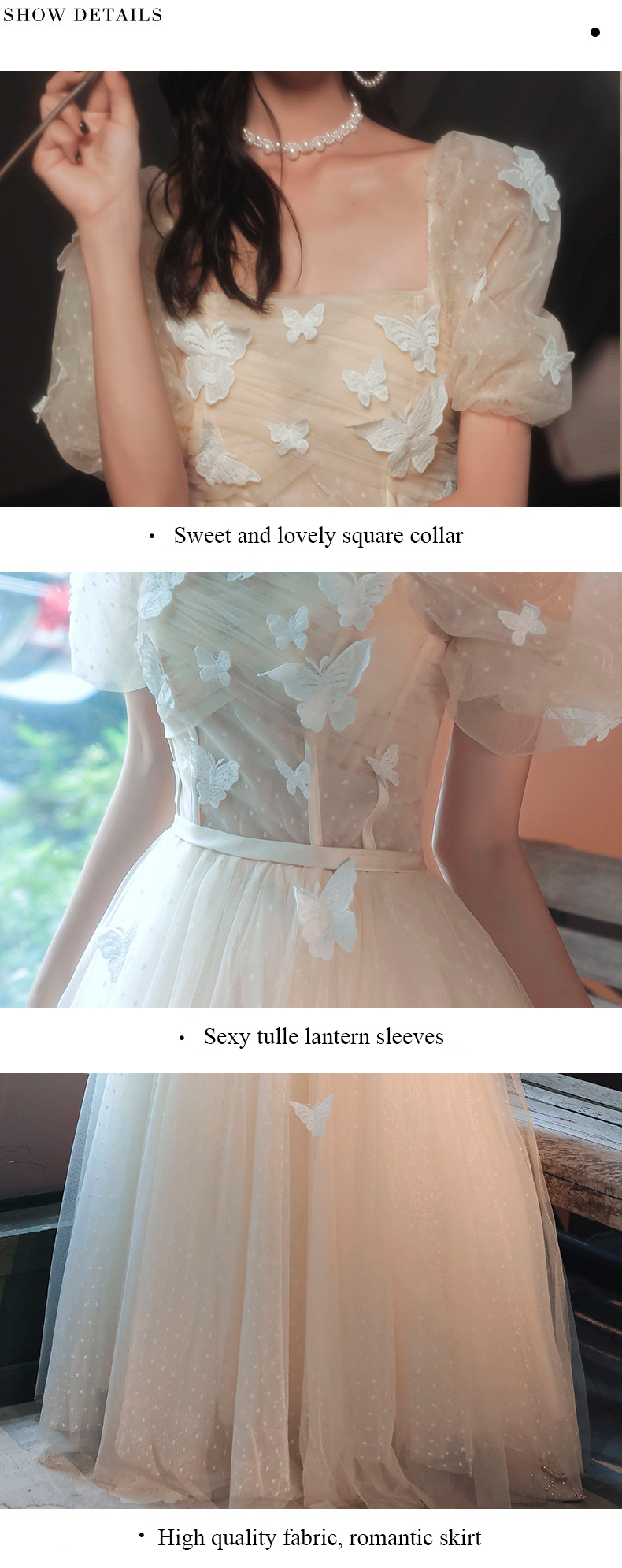 Sweet Champagne Tulle Long Prom Formal Dress15