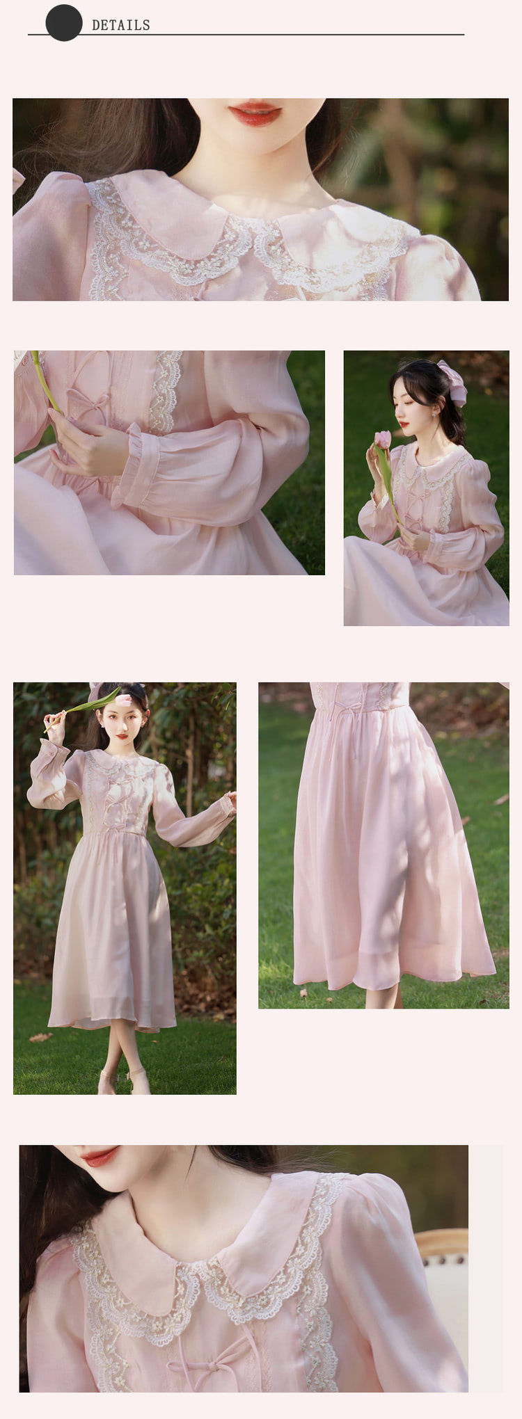 Sweet-Doll-Neck-Long-Sleeve-Pink-Casual-Summer-Maxi-Dress