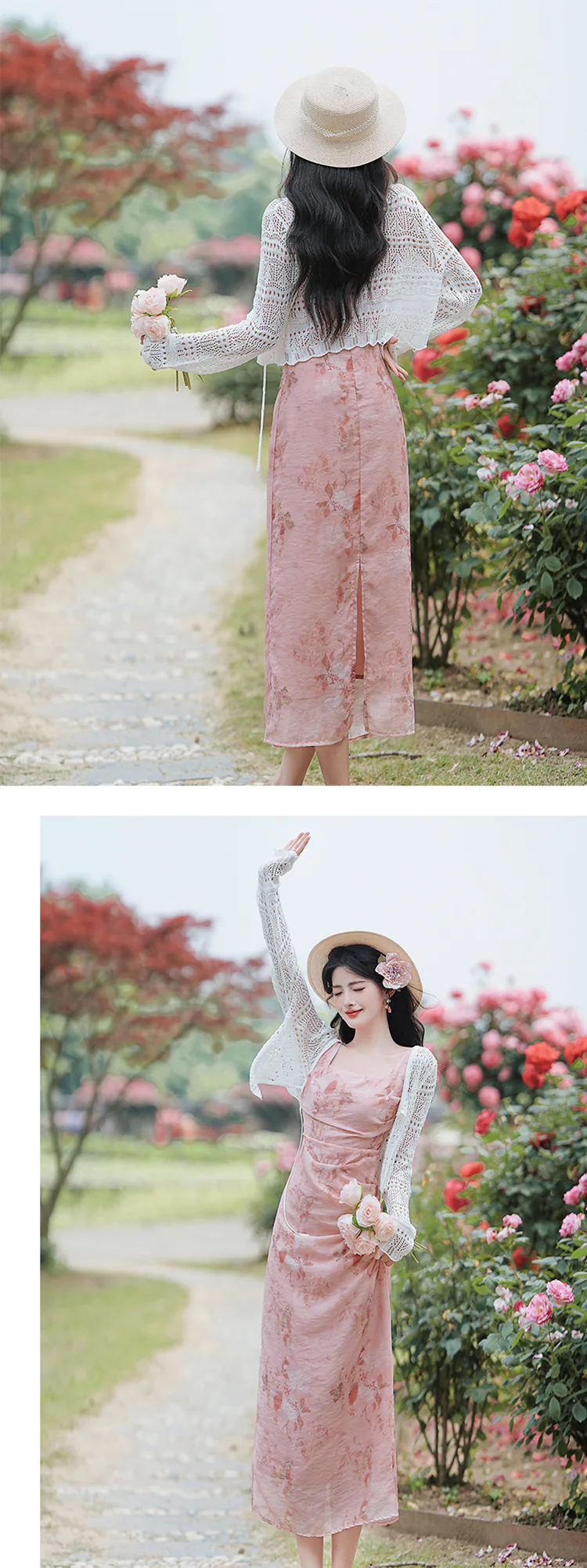 Sweet-Girl-Vibe-Floral-Print-Camisole-Dress-with-Cover-up-Knit-Cardigan-Set15