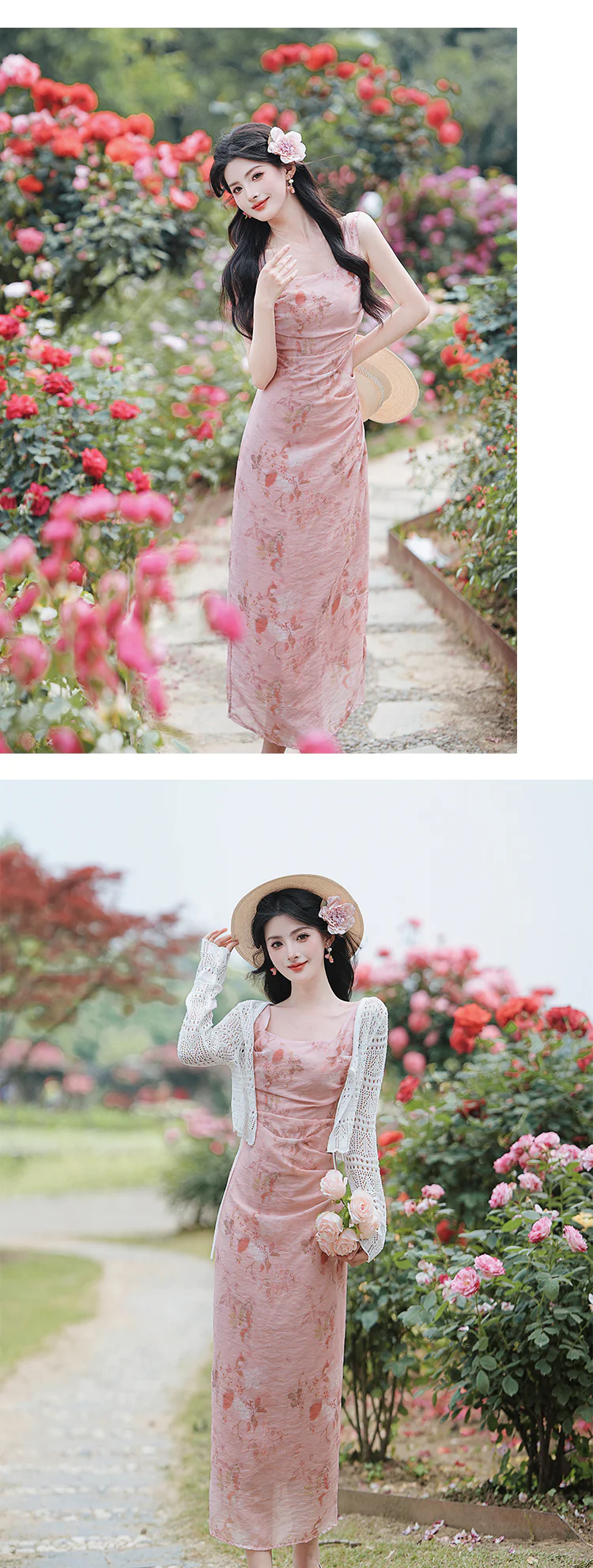 Sweet-Girl-Vibe-Floral-Print-Camisole-Dress-with-Cover-up-Knit-Cardigan-Set16