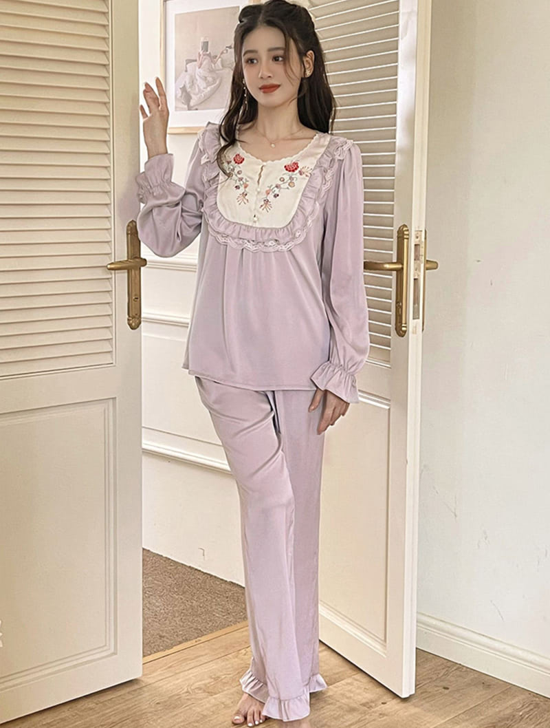 Sweet Princess Long Sleeve Pyjama Sets Soft Sleepwear for Women01