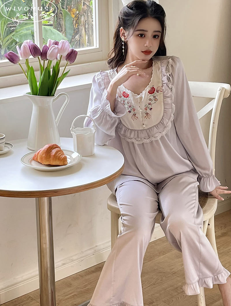 Sweet Princess Long Sleeve Pyjama Sets Soft Sleepwear for Women04