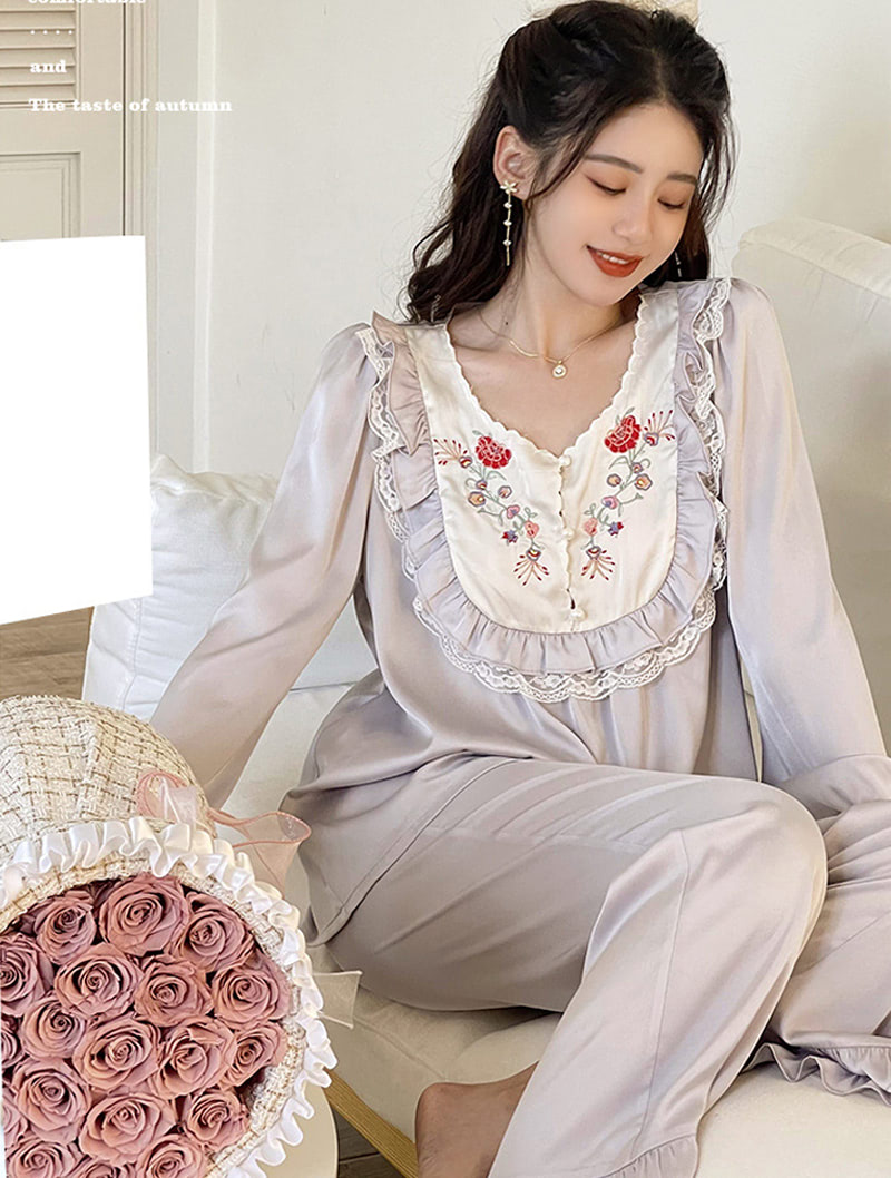 Sweet Princess Long Sleeve Pyjama Sets Soft Sleepwear for Women05