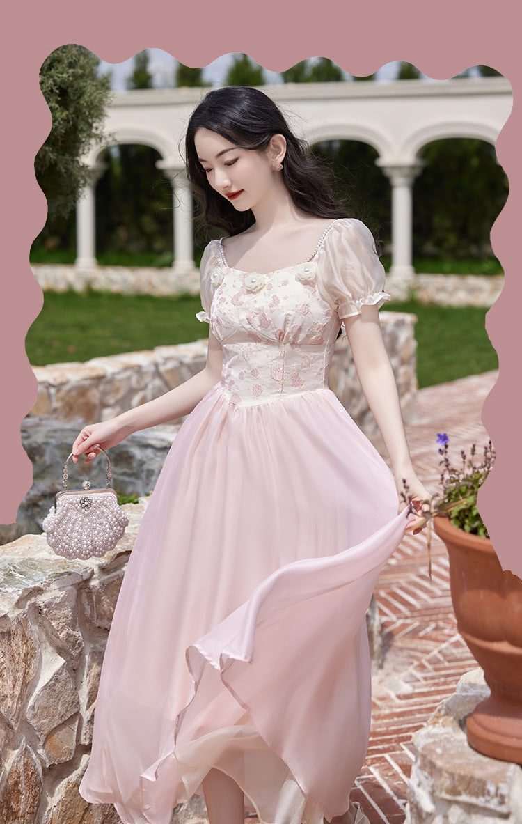 Sweet-Vintage-Pink-Jacquard-Short-Sleeve-Summer-Casual-Maxi-Dress06