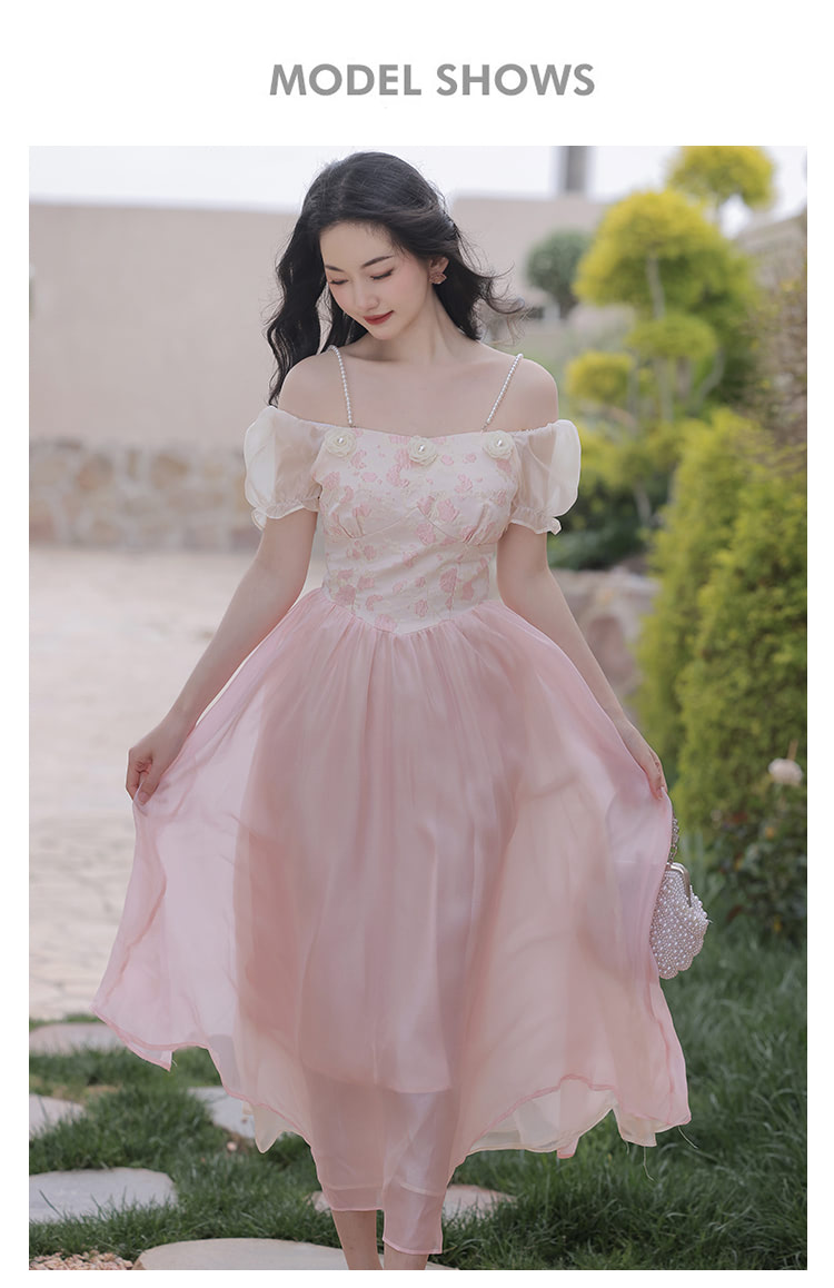 Sweet-Vintage-Pink-Jacquard-Short-Sleeve-Summer-Casual-Maxi-Dress10