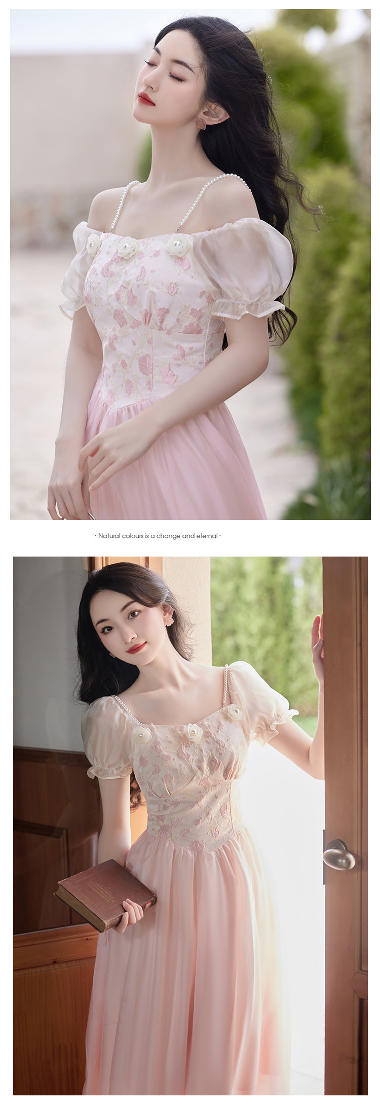 Sweet-Vintage-Pink-Jacquard-Short-Sleeve-Summer-Casual-Maxi-Dress14