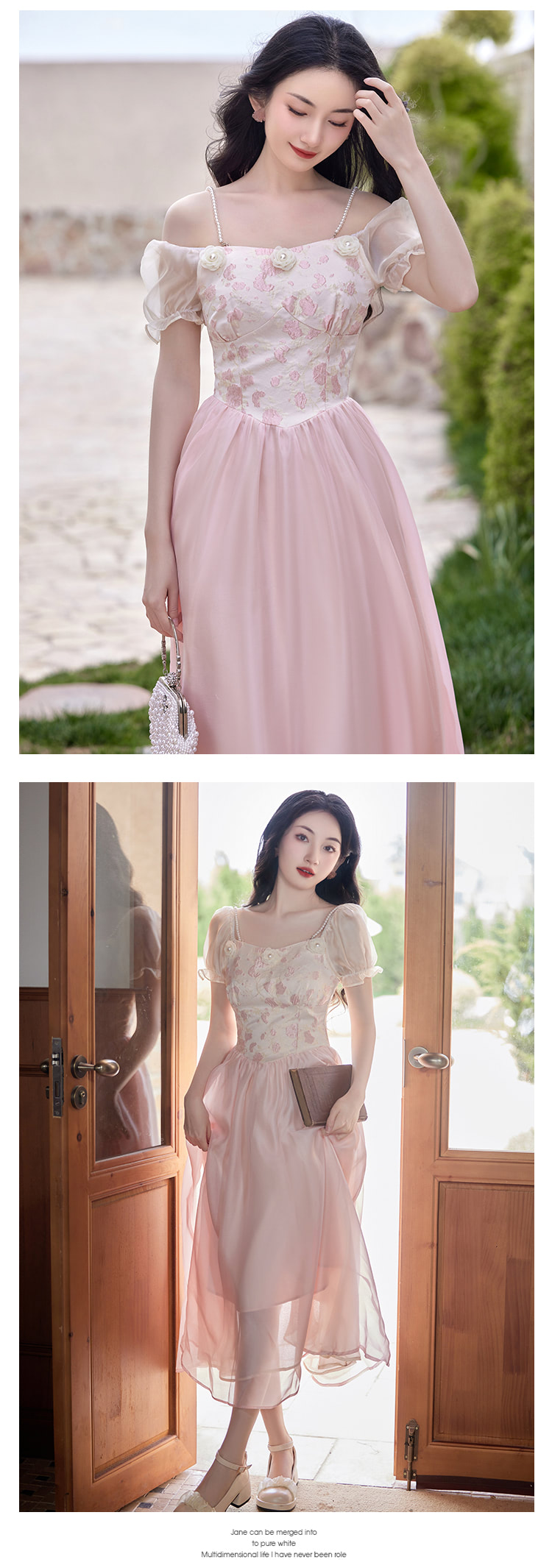 Sweet-Vintage-Pink-Jacquard-Short-Sleeve-Summer-Casual-Maxi-Dress15