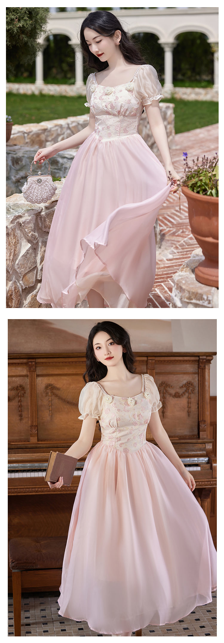 Sweet-Vintage-Pink-Jacquard-Short-Sleeve-Summer-Casual-Maxi-Dress16