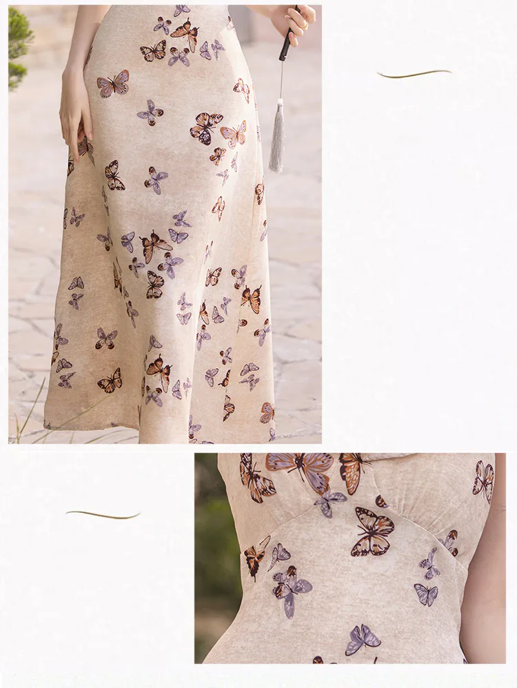 Vintage-French-Square-Ruffle-Neck-Butterfly-Print-Summer-Casual-Sundress10