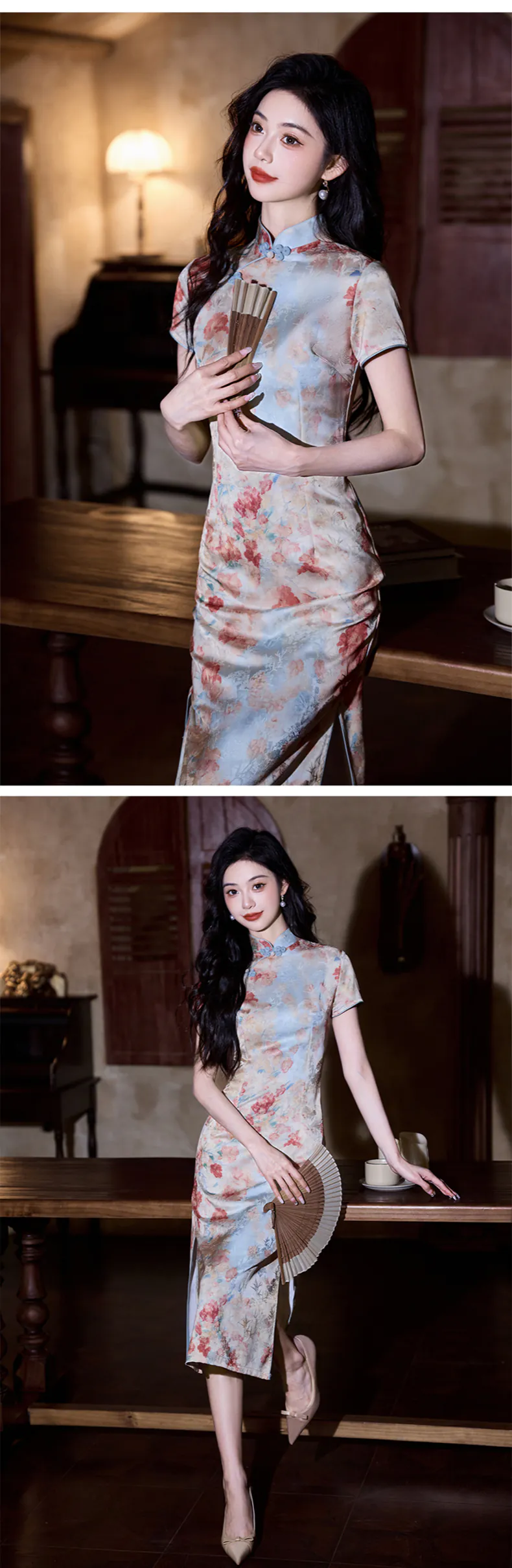 Vintage-Graceful-Floral-Print-Mandarin-Collar-Cheongsam-Qipao-Dress10