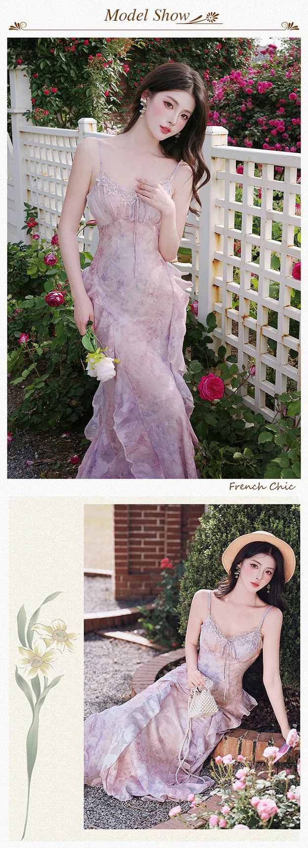 Vintage-Lavender-Floral-Print-Ruffle-Mermaid-Dress-with-Matching-Sun-Shirt10