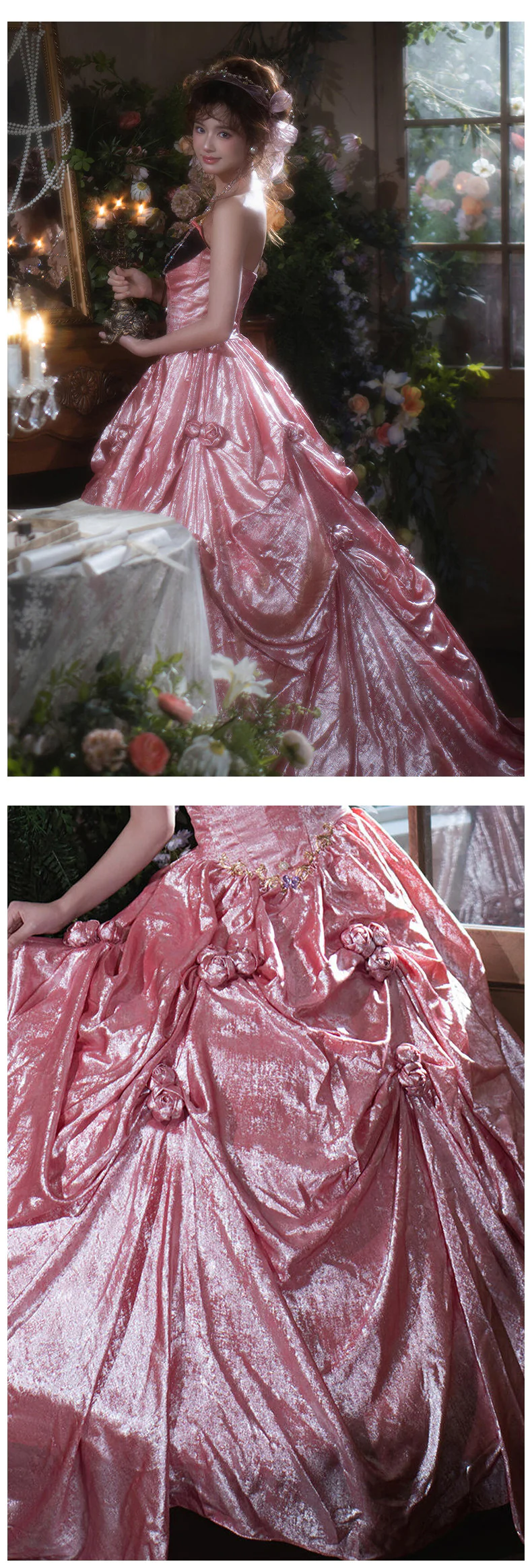 Vintage-Rococo-Princess-Black-Velvet-Corset-Bodice-Pink-Skirt-Ball-Gown14
