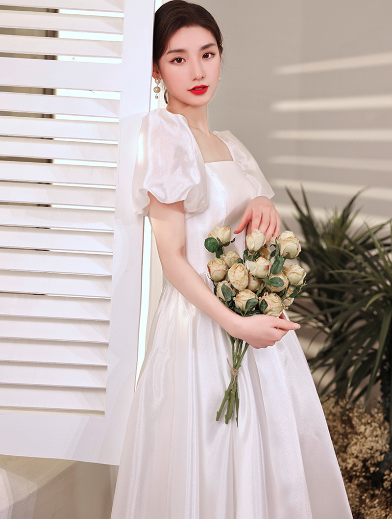 White Satin Gown Dress for Evening Party and Wedding02