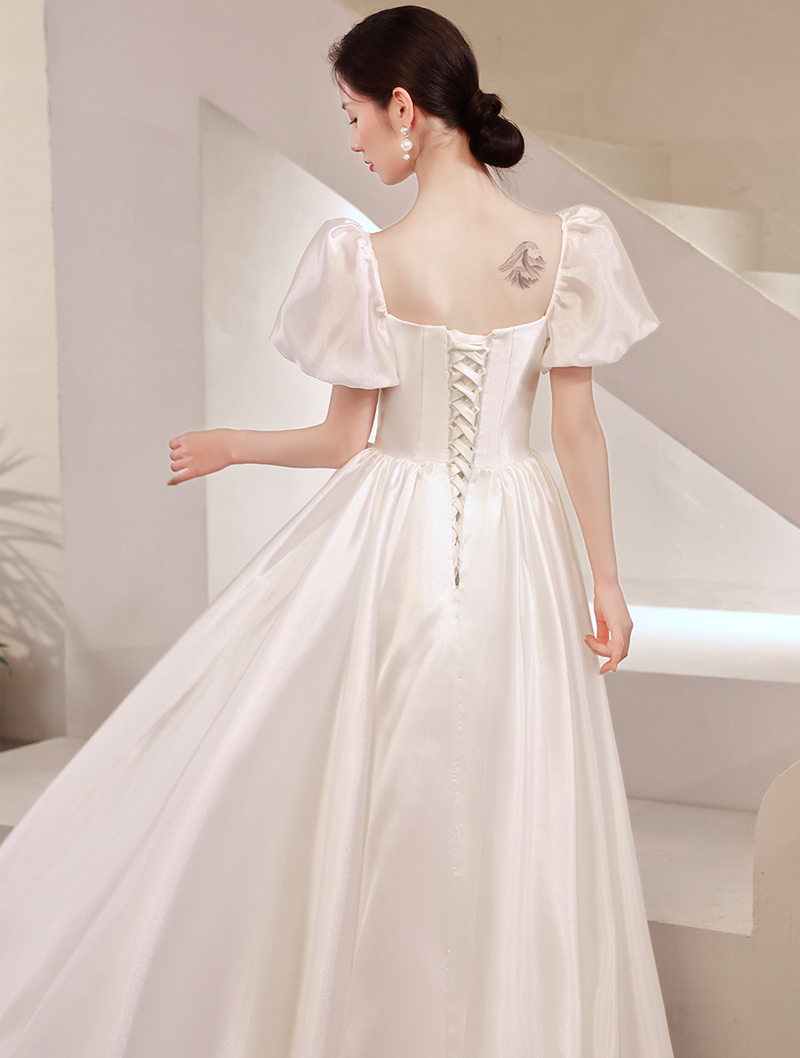 White Satin Gown Dress for Evening Party and Wedding01