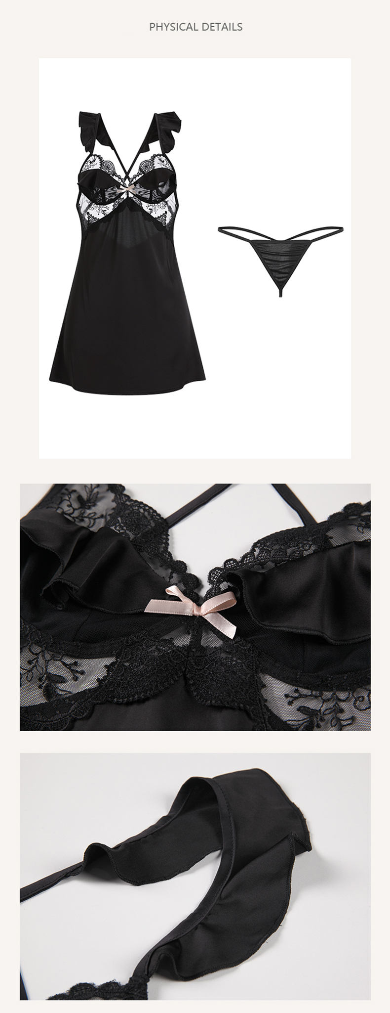 Women’s Open Back Mini Slip Dress Lace Chemise Nightgown Lingerie15
