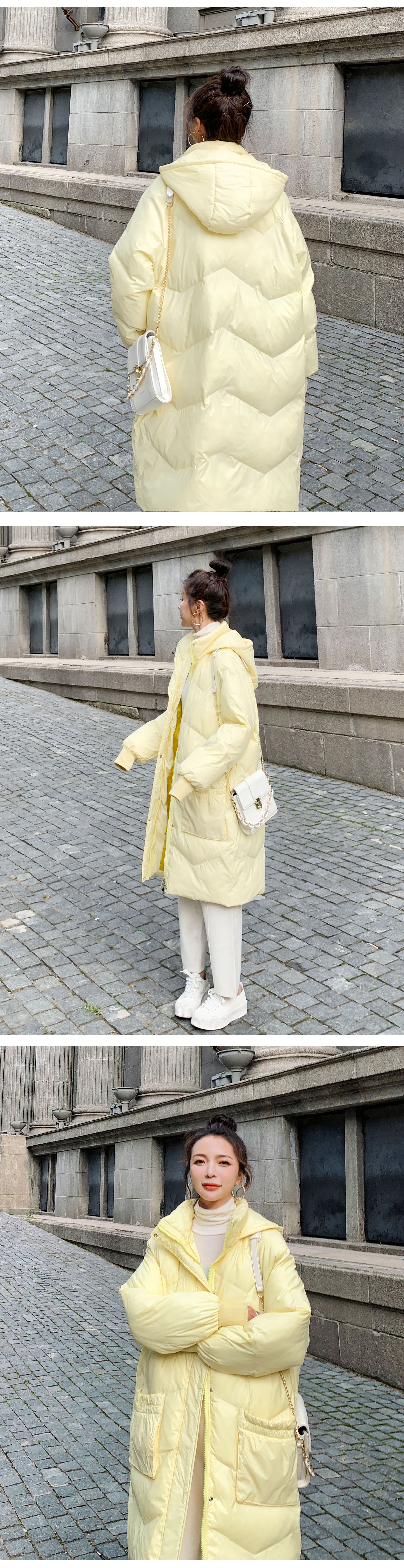 2021 Female New Street Style Yellow Loose Puff Jacket Coat11
