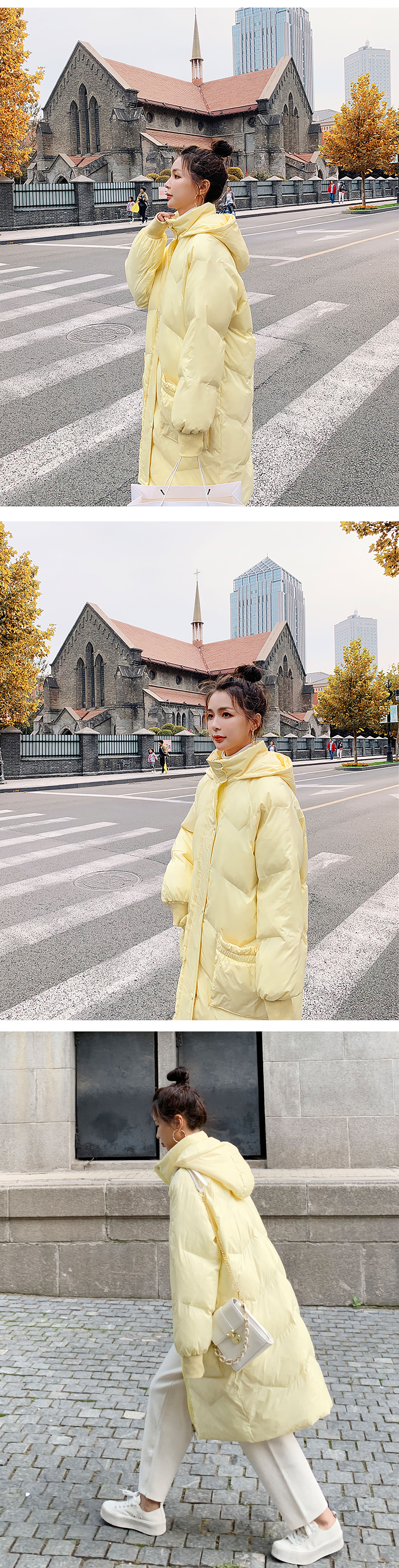 2021 Female New Street Style Yellow Loose Puff Jacket Coat12