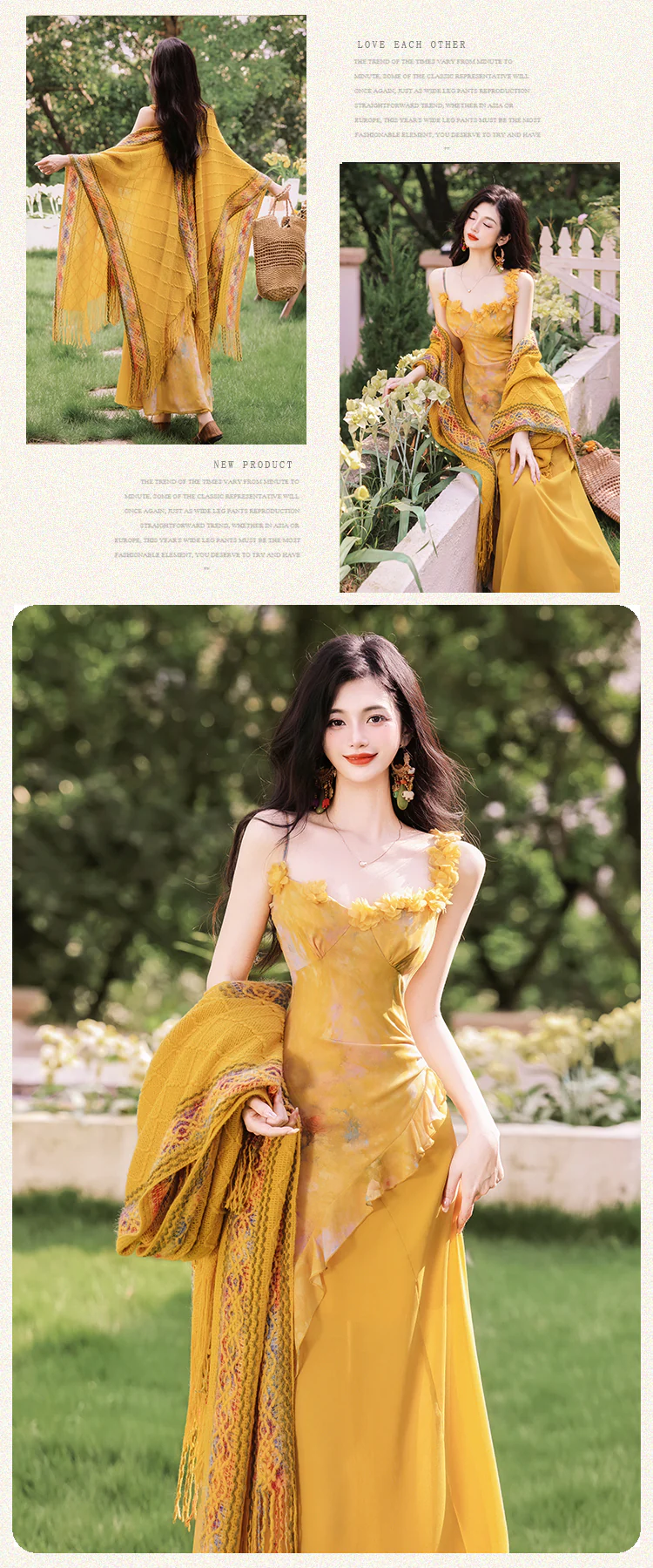 Bohemian-Sun-Drenched-Yellow-Ruffle-Slip-Dress-with-Fringe-Knit-Shawl-Set13
