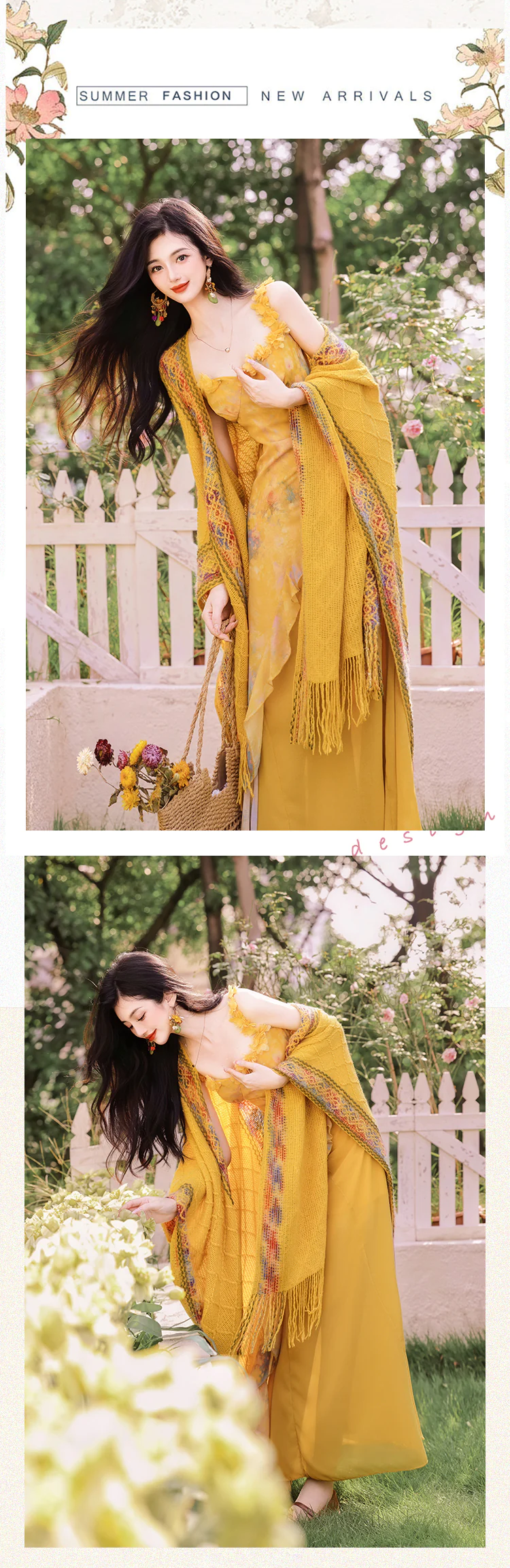 Bohemian-Sun-Drenched-Yellow-Ruffle-Slip-Dress-with-Fringe-Knit-Shawl-Set15