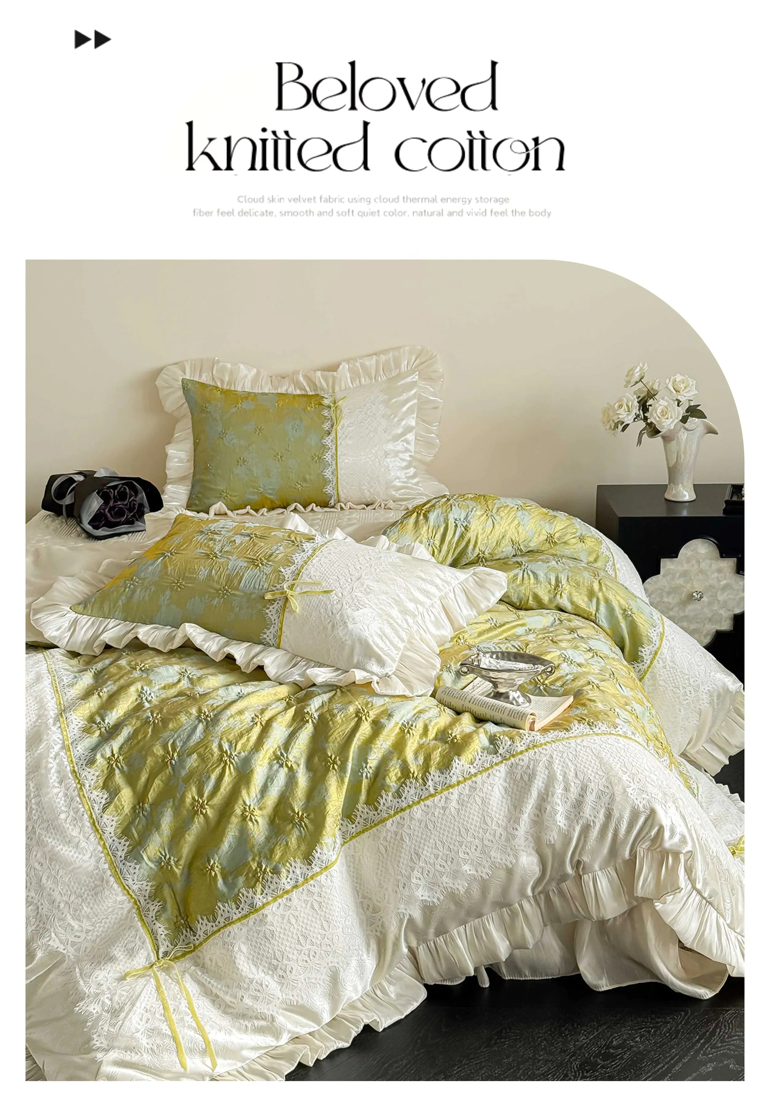 Coquette-Vintage-Green-Jacquard-Floral-Lace-Ruffle-Edge-Bedding-Set09