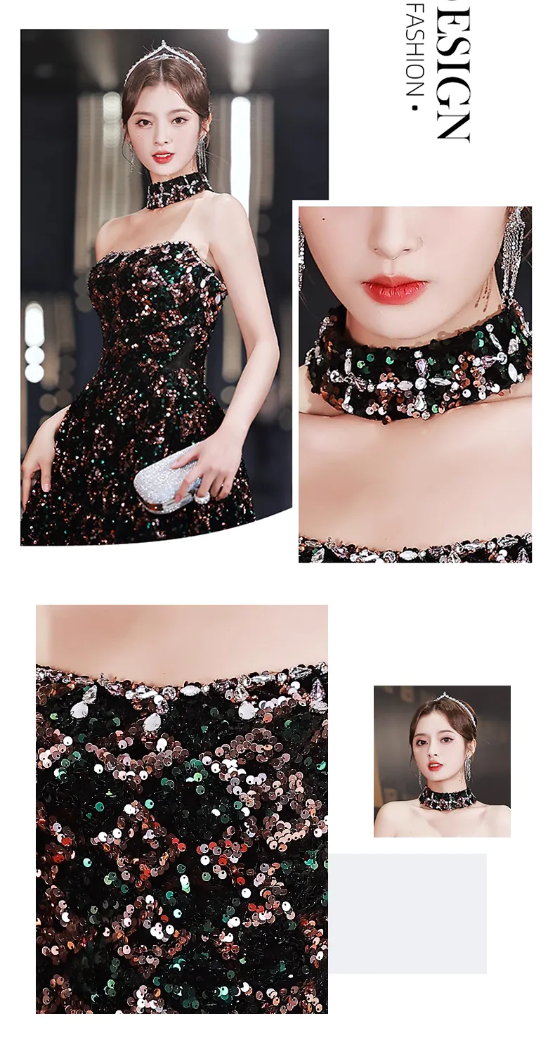 Elegant-Black-Sequin-Tube-Style-Party-Dress-Formal-Evening-Ball-Gown08