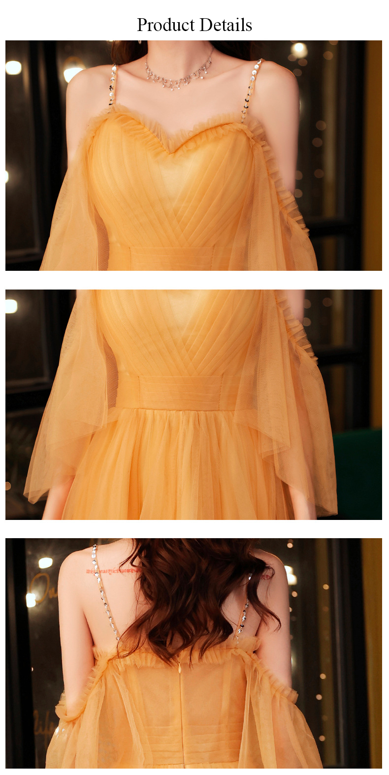 Elegant Charming Fairy Yellow Slip Evening Party Prom Dress12
