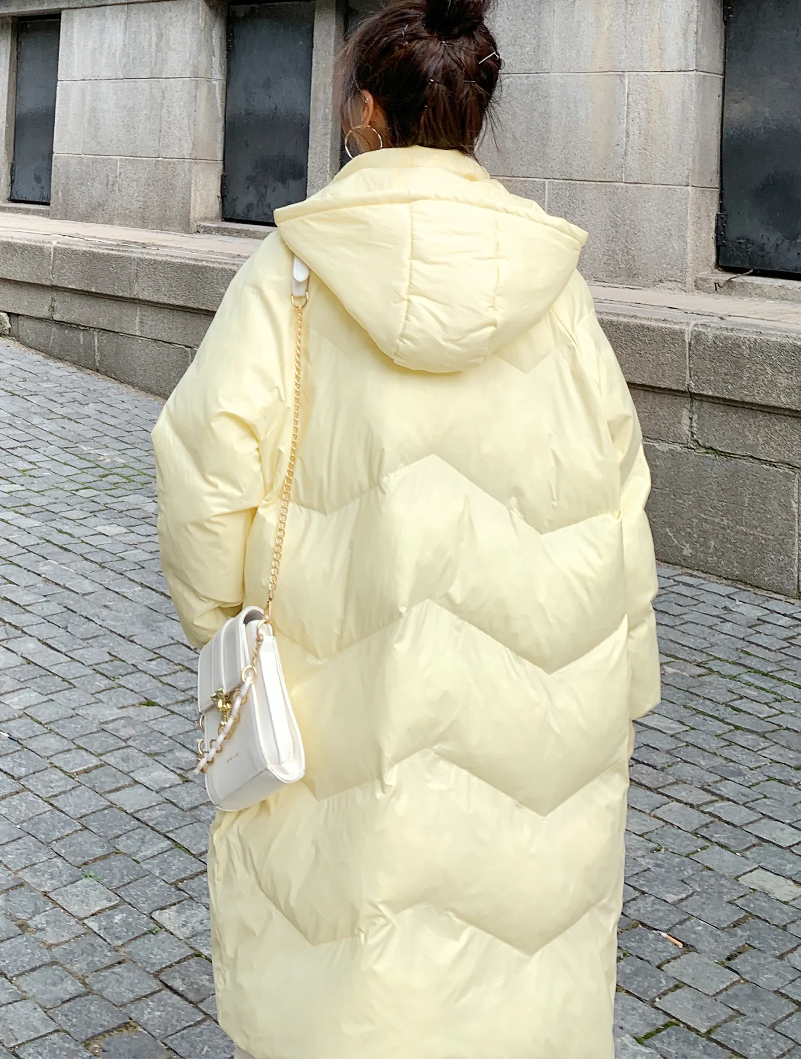 Female New Street Style Yellow Loose Fit Casual Puff Jacket Coat01