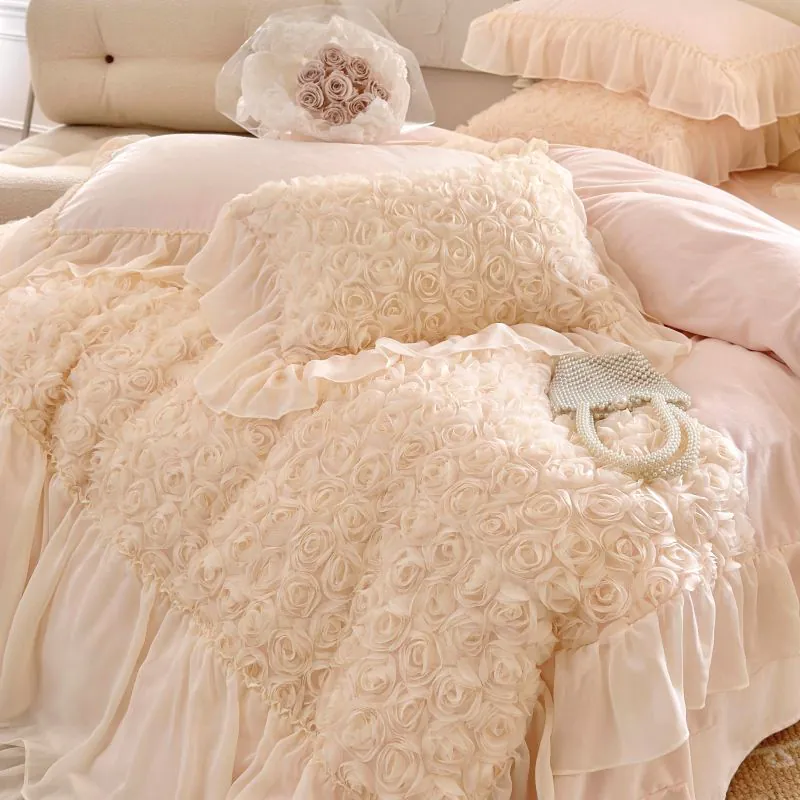 Feminine High Quality 260g Matte Flannel Velvet Plush Bedding 4 Pcs Set02
