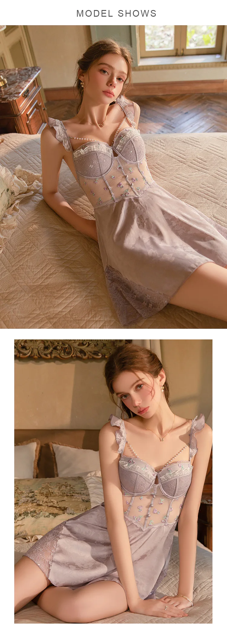 Floral-Embroidery-Corset-Ruffled-Straps-Sheer-Waist-Jacquard-Nightgown11
