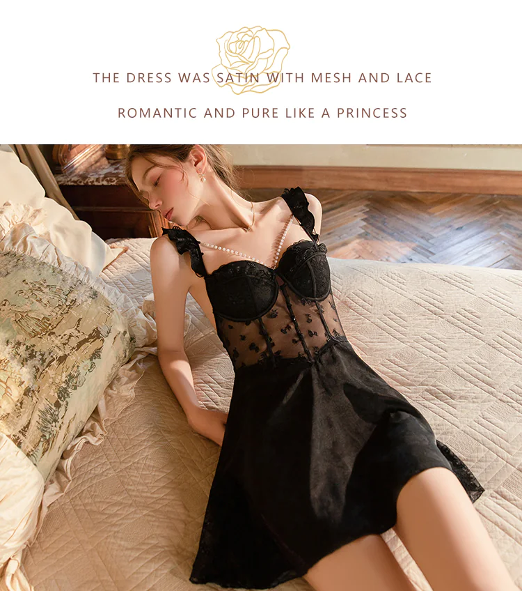 Floral-Embroidery-Corset-Ruffled-Straps-Sheer-Waist-Jacquard-Nightgown13